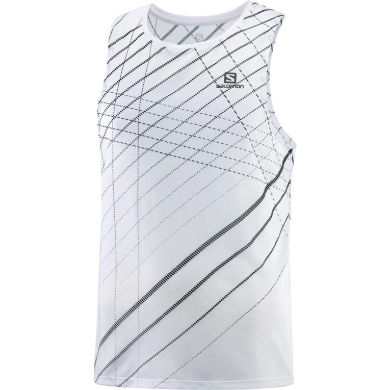Tank Top Salomon Sense Aero Singlet Hombre Blancos Negros | MX WIVS792